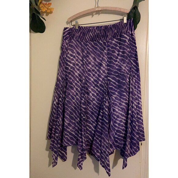 Chico's Diagonal Zebra Helena Handkerchief Purple Tie Dye Boho Skirt Sz 2 Fairy - Picture 2 of 10